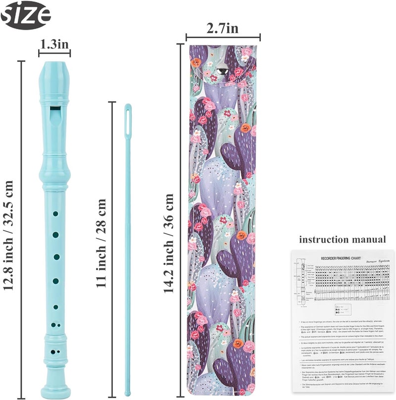 Haecsfl Recorder Instrument for Beginner Adults,8-Hole Soprano Descant Recorder Music Flute with with Cleaning Rod & Leather Case For Home Entertainment(2-Cactus) - Image 3
